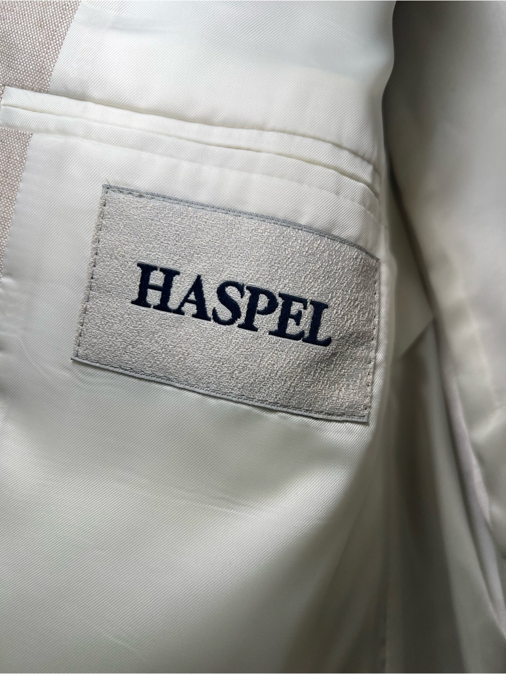 Haspel 100% Linen Beige Two Button Sport Coat Blazer 42R - Picture 5 of 9